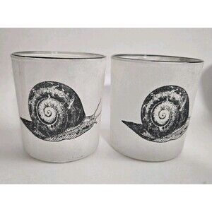 Set of 2 Yankee Candle Snail Goblincore Glass Votive Candle Holder Garden Paper